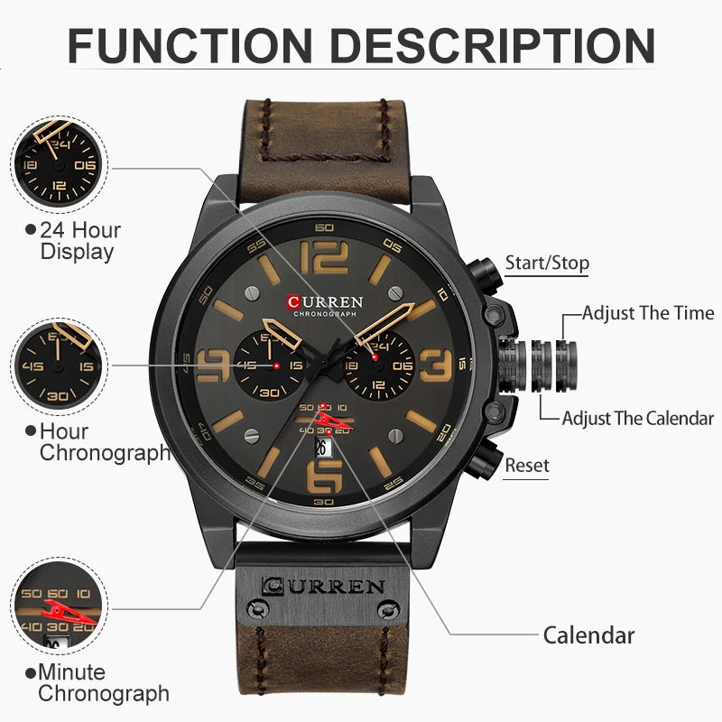 Diaroh CURREN  Men’s Chronograph Watch –  Sport Design