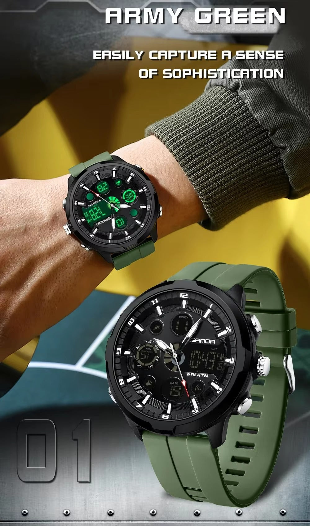 Diaroh SANDA 9053 Men’s Sports Military Watch